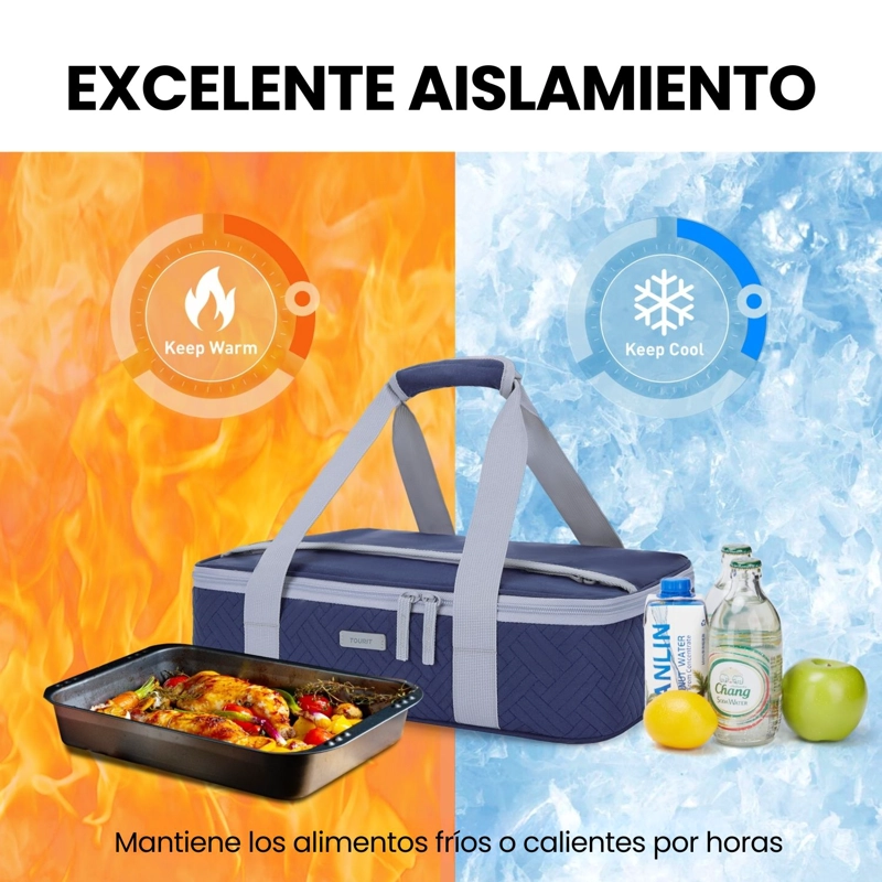 Tourit Bolsa Térmica Comida 23x33cm Impermeable Azul Marino - 6
