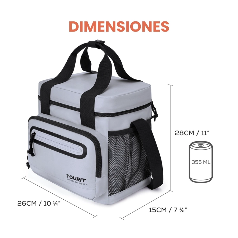 TOURIT LONCHERA TE RMICA WORK 20 LATAS 14L IMPERMEABLE GRIS - 4