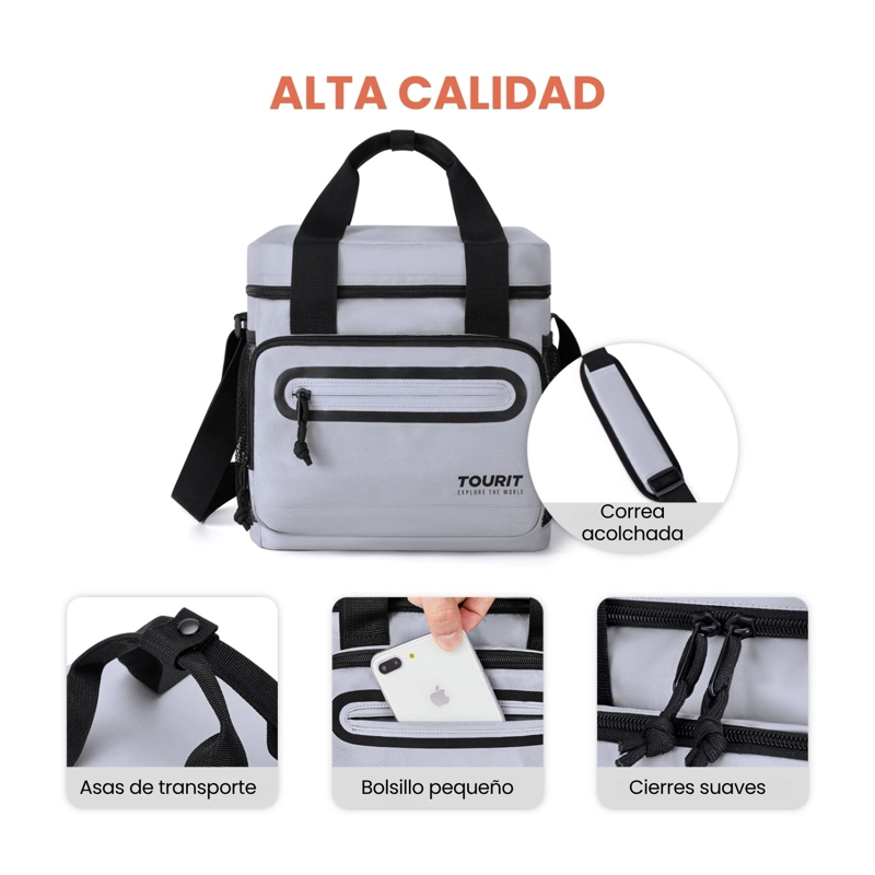 TOURIT LONCHERA TE RMICA WORK 20 LATAS 14L IMPERMEABLE GRIS - 6