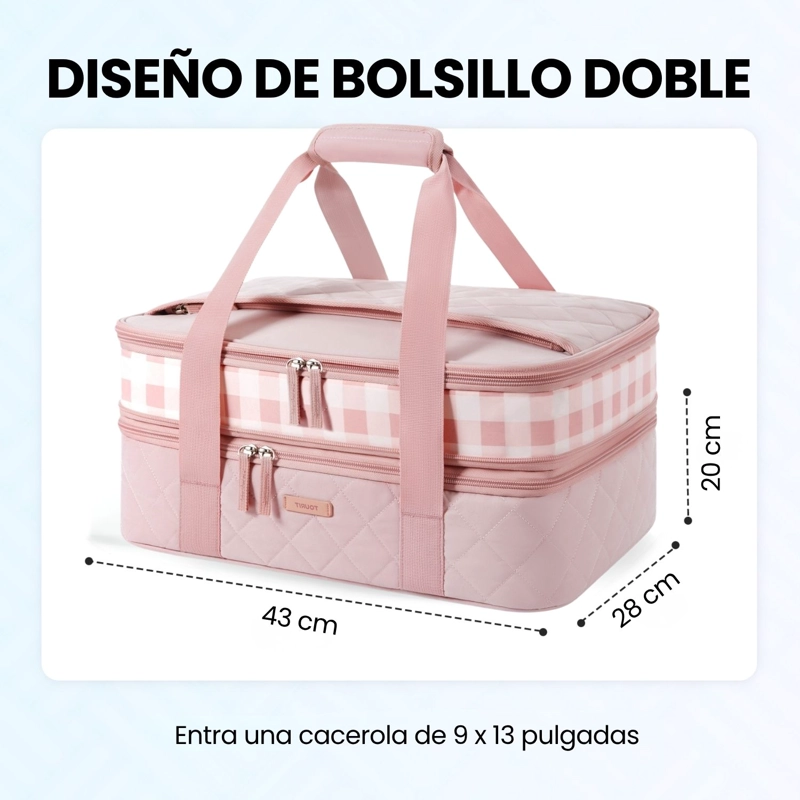Tourit Bolsa Térmica Doble Comida 23x33cm Acolchada Rosa - 5
