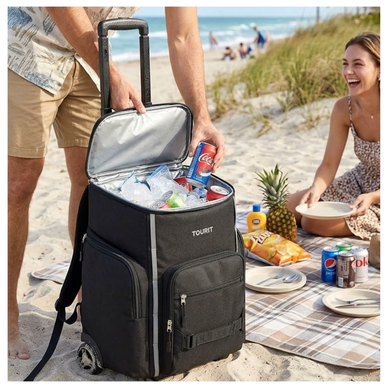 TOURIT MOCHILA COOLER CON RUEDAS EXPLORER 22L 36 LATAS NEGRO - 2