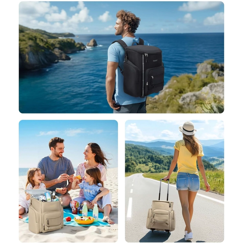 TOURIT MOCHILA COOLER CON RUEDAS EXPLORER 22L 36 LATAS NEGRO - 3