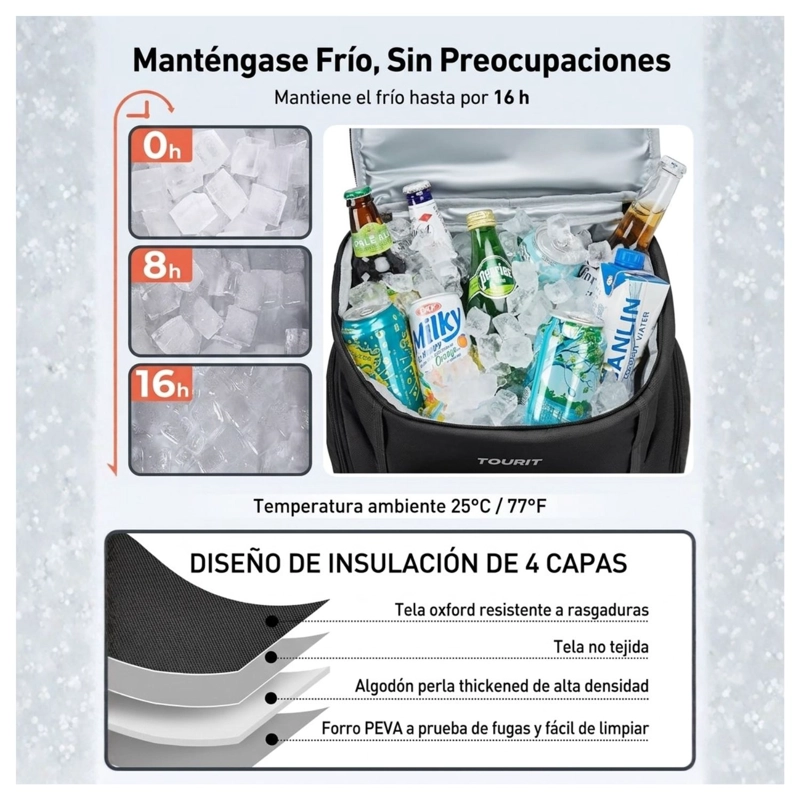 TOURIT MOCHILA COOLER CON RUEDAS EXPLORER 22L 36 LATAS NEGRO - 4