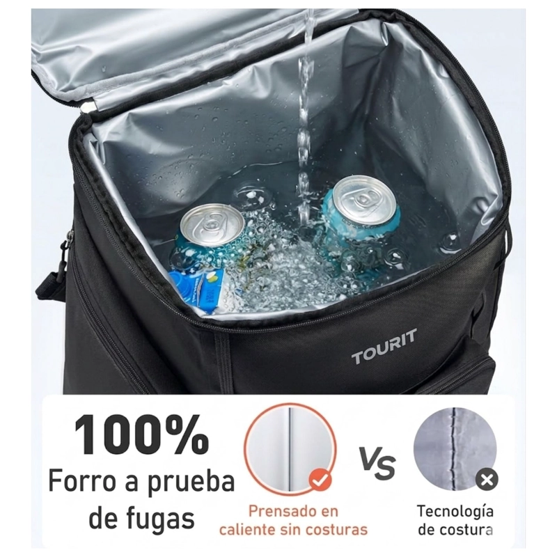 TOURIT MOCHILA COOLER CON RUEDAS EXPLORER 22L 36 LATAS NEGRO - 6