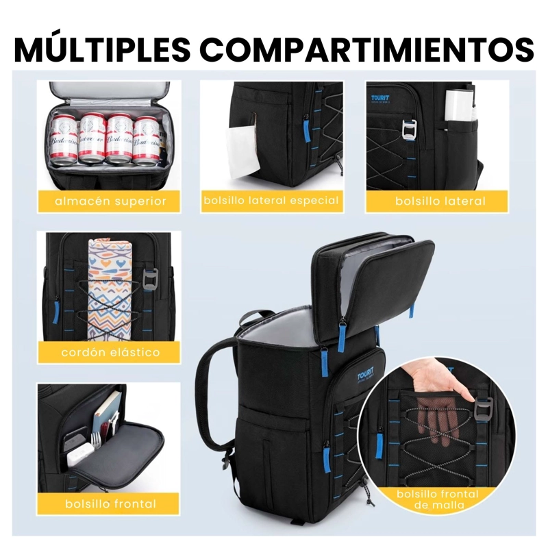 TOURIT MOCHILA TE RMICA DUAL ZONE 26 LATAS 20L IMPERMEABLE NEGRO - 4