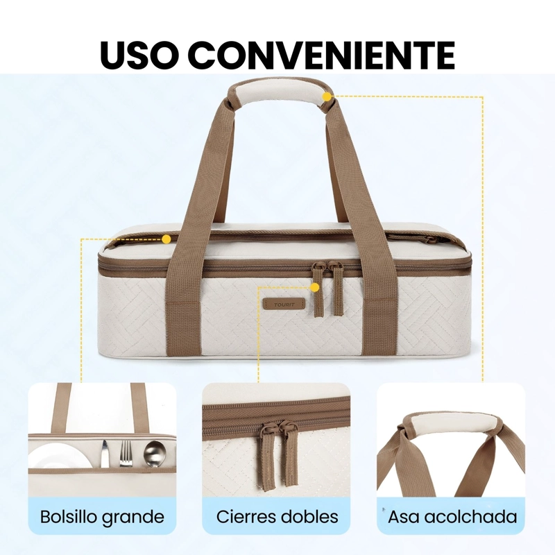 Tourit Bolsa Térmica Comida 23x33cm Impermeable Beige - 5