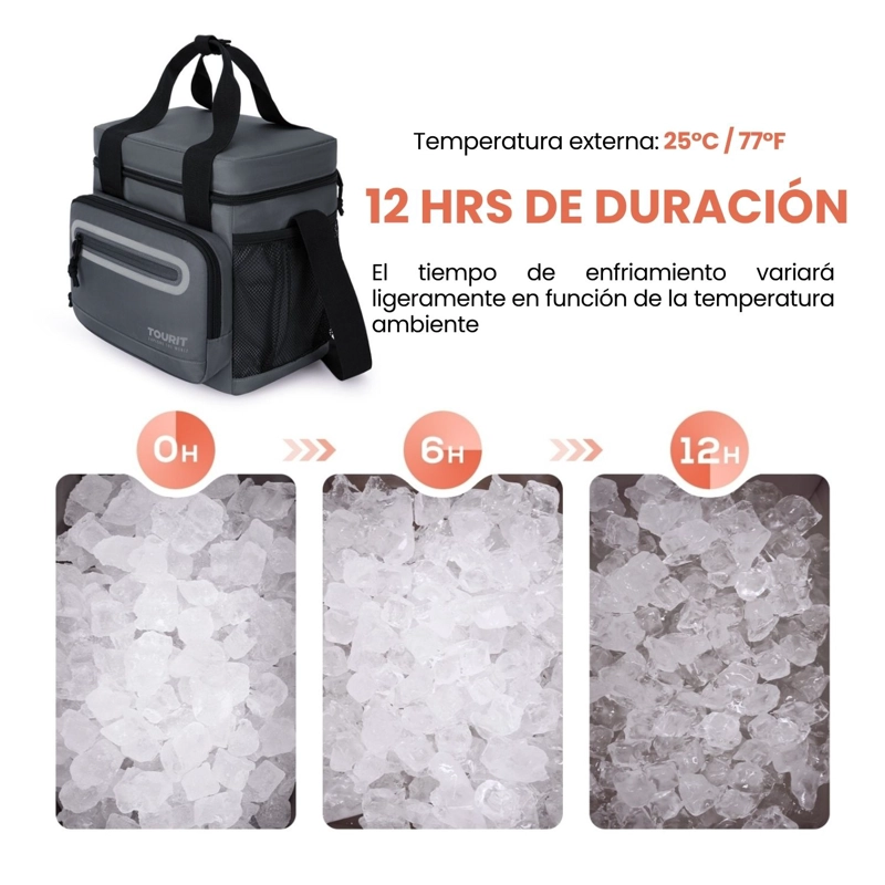 TOURIT LONCHERA TE RMICA WORK 20 LATAS 14L IMPERMEABLE GRIS OSCURO - 6