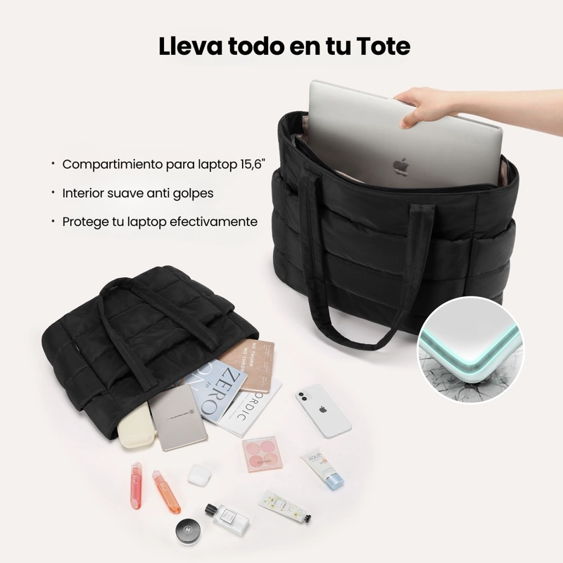 BAGSMART BOLSO TOTE ACOLCHADO BUBBLE 20 L PARA NOTEBOOK 15,6' NEGRO - 4