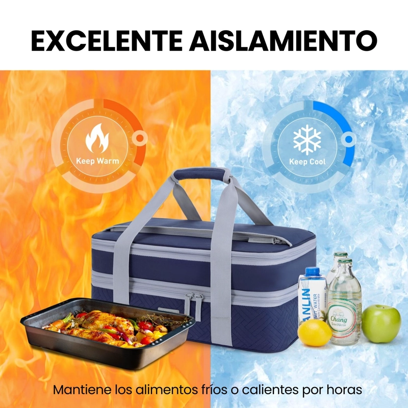 Tourit Bolsa Térmica Doble Comida 23x33cm Impermeable Azul - 6