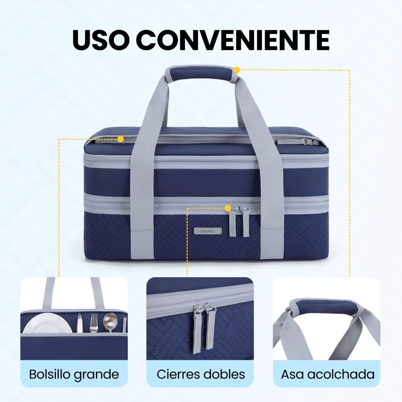 Tourit Bolsa Térmica Doble Comida 23x33cm Impermeable Azul - 7