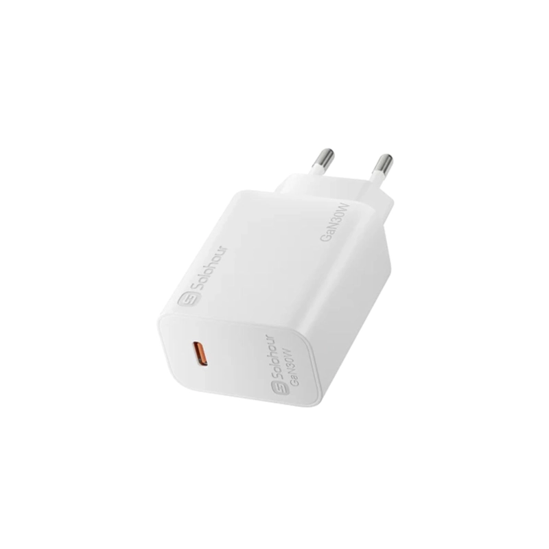 SOLOHOUR CARGADOR CARGA RAPIDA GAN 30W KIT 1M USB-C BLANCO - 9