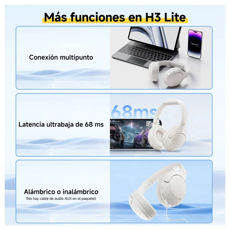 QCY H3 LITE AUDIFONOS BLUETOOTH INALAMBRICOS ANC BLANCO - 7
