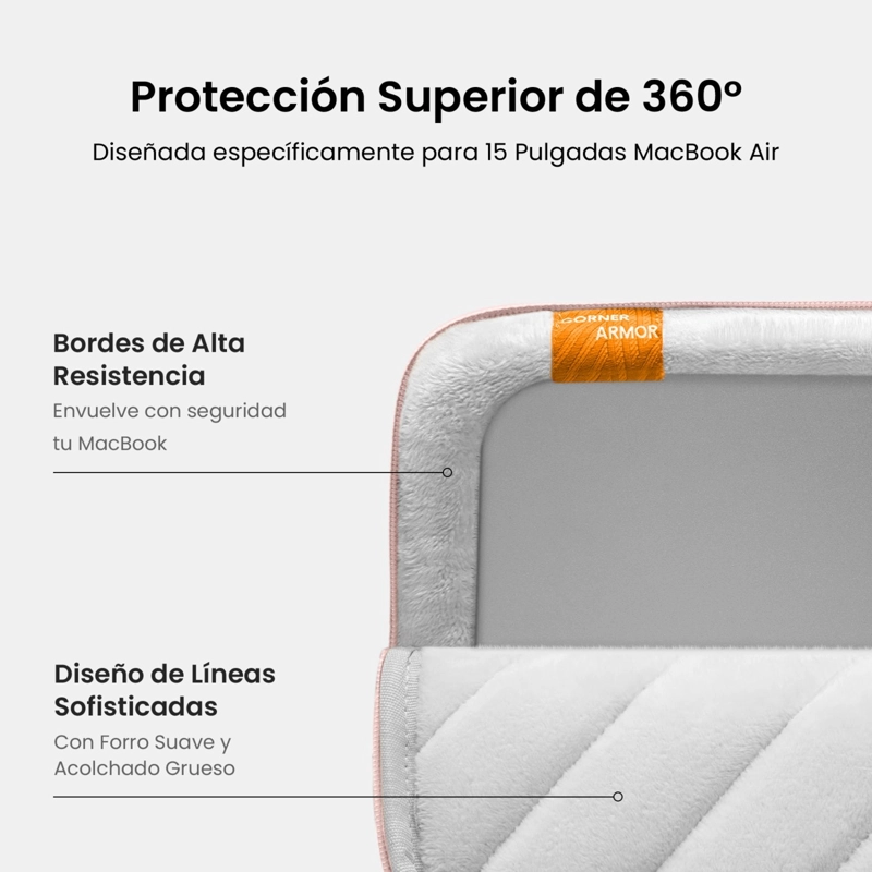 TOMTOC FUNDA DEFENDER-A13 PARA MACBOOK AIR DE 15' ROSADO - 3