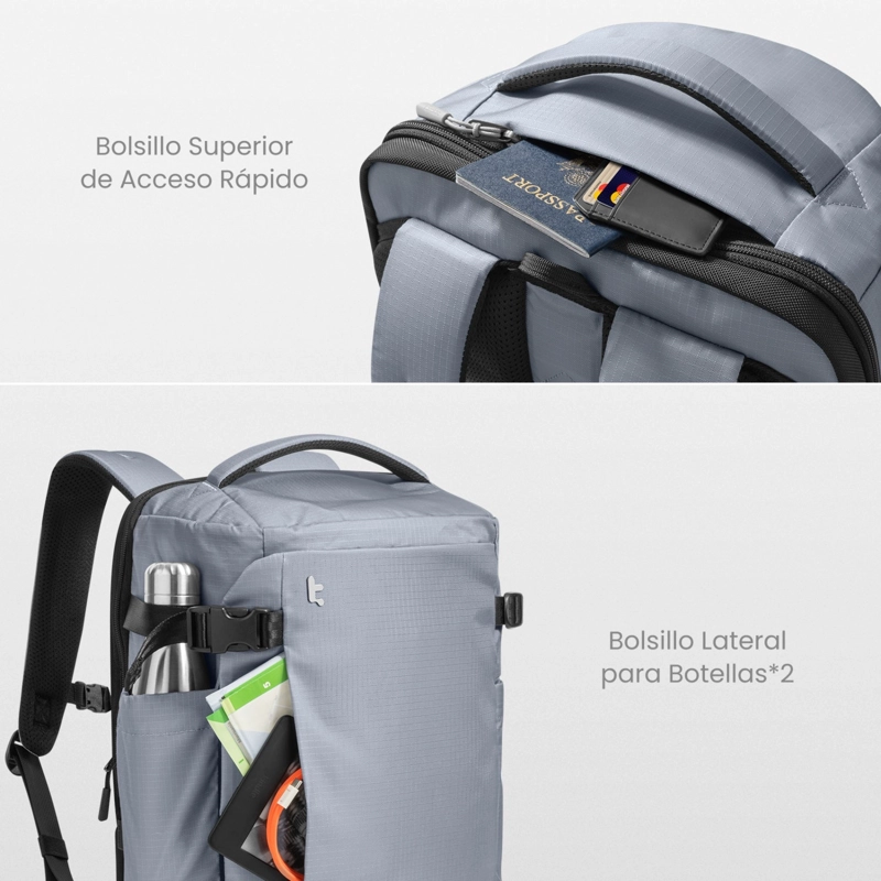 TOMTOC MOCHILA DE VIAJE NAVIGATOR-T66 LITEWAY DE 40L PARA NOTEBOOK 17,3' GRIS - 6