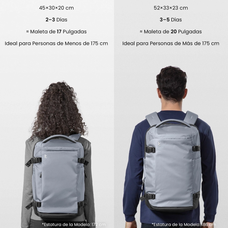 TOMTOC MOCHILA DE VIAJE NAVIGATOR-T66 LITEWAY DE 40L PARA NOTEBOOK 17,3' GRIS - 8