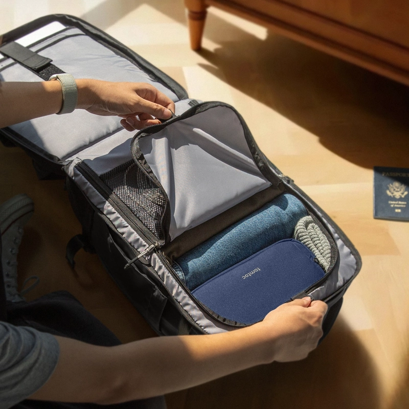 TOMTOC MOCHILA DE VIAJE NAVIGATOR-T66 LITEWAY DE 40L PARA NOTEBOOK 17,3' NEGRO - 5