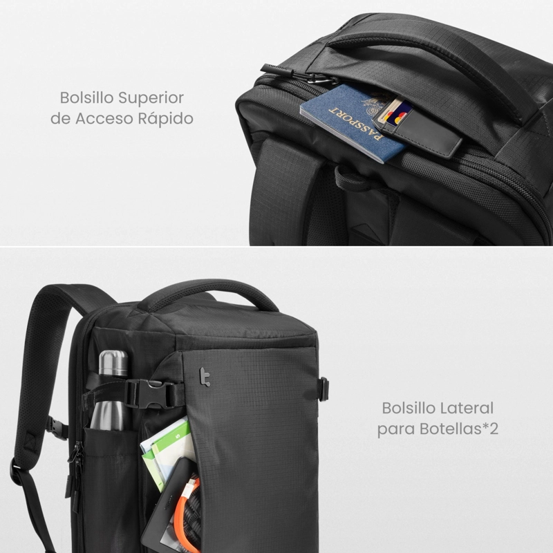 TOMTOC MOCHILA DE VIAJE NAVIGATOR-T66 LITEWAY DE 40L PARA NOTEBOOK 17,3' NEGRO - 6