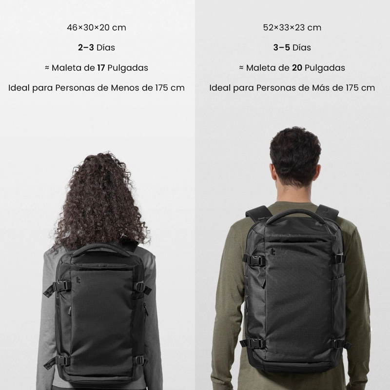 TOMTOC MOCHILA DE VIAJE NAVIGATOR-T66 LITEWAY DE 40L PARA NOTEBOOK 17,3' NEGRO - 9
