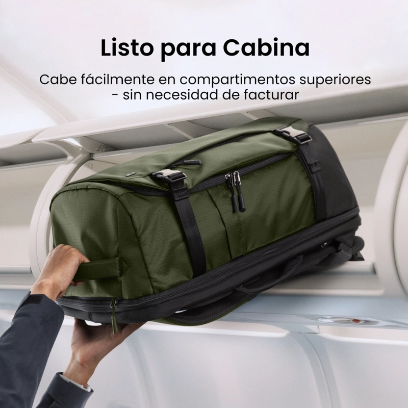TOMTOC MOCHILA DE VIAJE NAVIGATOR-T66 LITEWAY DE 40L PARA NOTEBOOK 17,3' VERDE - 5