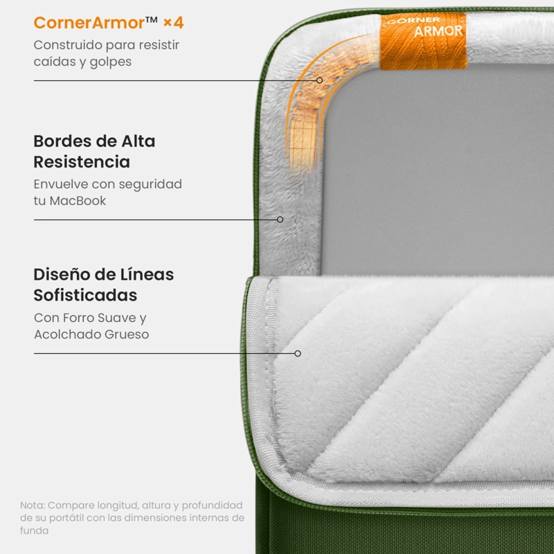 TOMTOC FUNDA DEFENDER-A13 PARA MACBOOK NEO / AIR / PRO DE 13' VERDE - 4