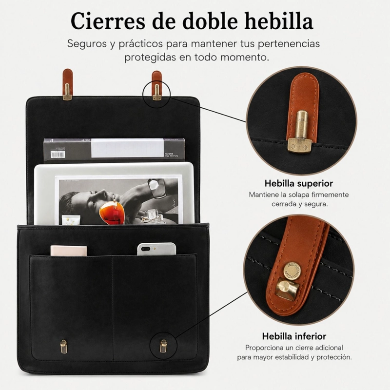 ECOSUSI MALETIN BOW REMOVIBLE PARA NOTEBOOK 15,6' NEGRO Y MARRON - 4