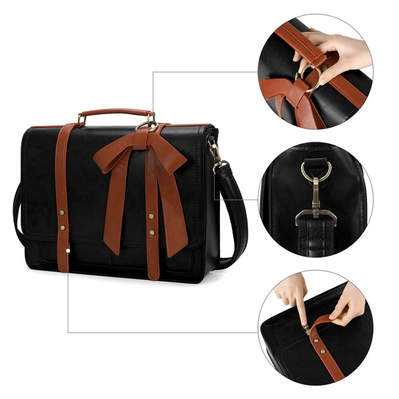 ECOSUSI MALETIN BOW REMOVIBLE PARA NOTEBOOK 15,6' NEGRO Y MARRON - 6