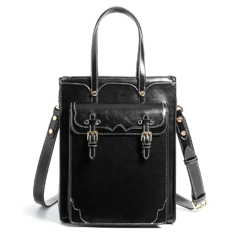 ECOSUSI BOLSO BANDOLERA TOTE EVELYN RETRO DE 7.6L PARA 11' NEGRO - 3