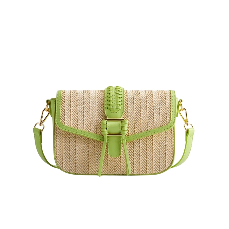 ECOSUSI CARTERA BANDOLERA MARINA DE RAFIA NATURAL VERDE - 1