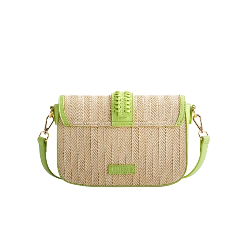 ECOSUSI CARTERA BANDOLERA MARINA DE RAFIA NATURAL VERDE - 2