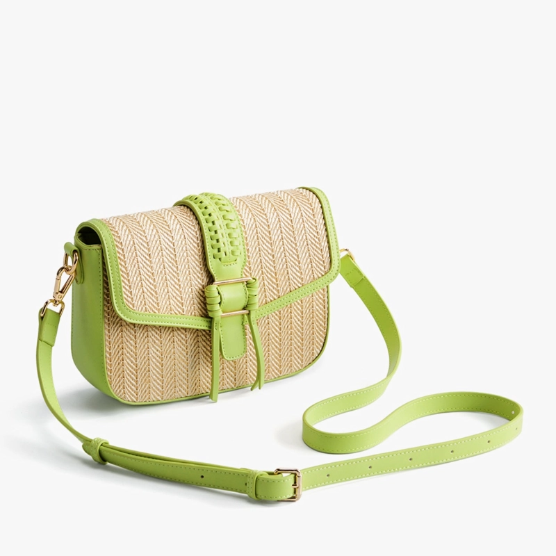 ECOSUSI CARTERA BANDOLERA MARINA DE RAFIA NATURAL VERDE - 5