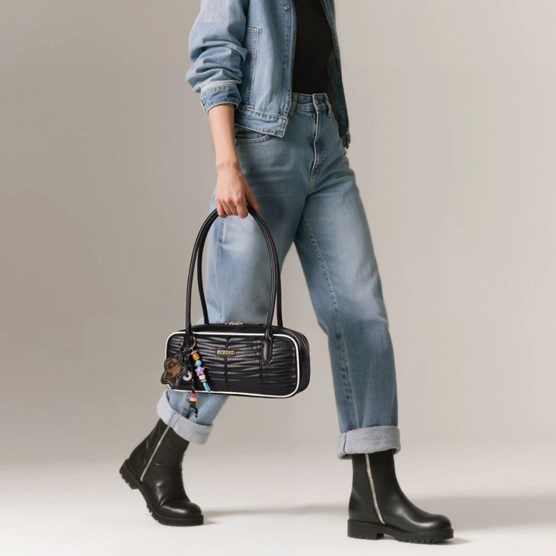 ECOSUSI CARTERA BAGUETTE ELISE ACOLCHADA DE 2.5L PARA 6,3' NEGRO - 2