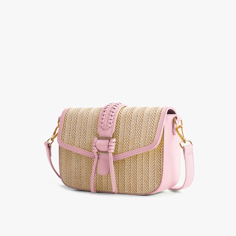 ECOSUSI CARTERA BANDOLERA MARINA DE RAFIA NATURAL ROSADO - 2