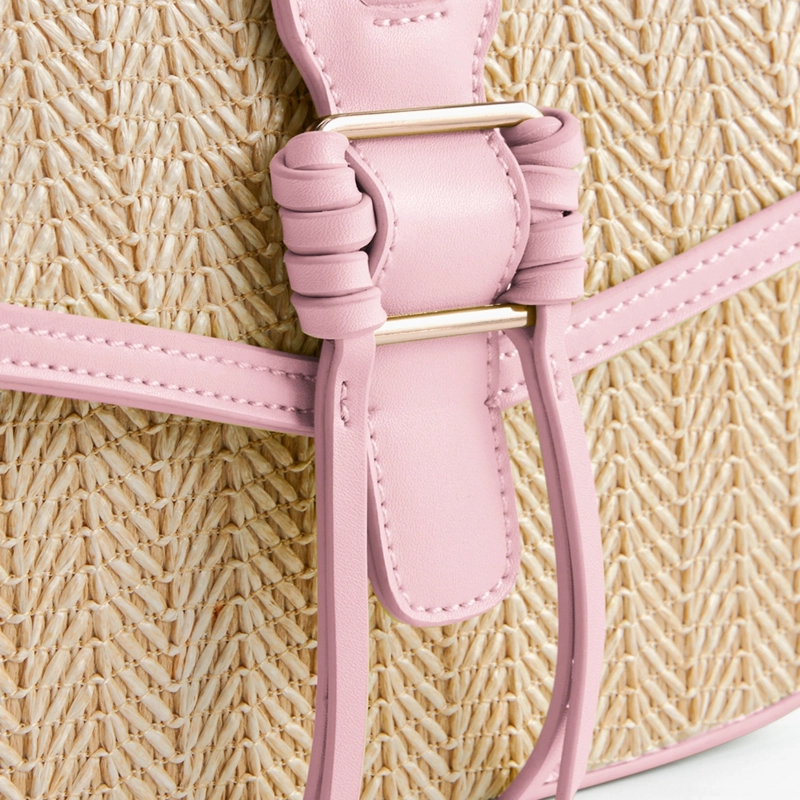 ECOSUSI CARTERA BANDOLERA MARINA DE RAFIA NATURAL ROSADO - 6