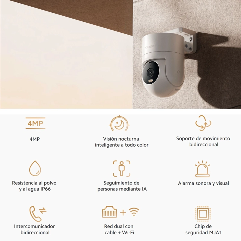 XIAOMI CAMARA EXTERIOR CW300 2.5K DE 4 MP IP66 BLANCO - 2