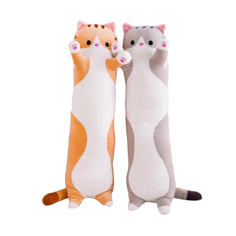 PELUCHE OEM ALMOHADA ANIMALES GATO S ALARGADOS - GRIS - 1