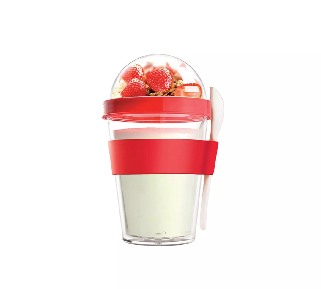 VASO DE YOGURT LECHE BEBIDAS Y CEREAL FRUTAS FRUTOS SECOS - 1
