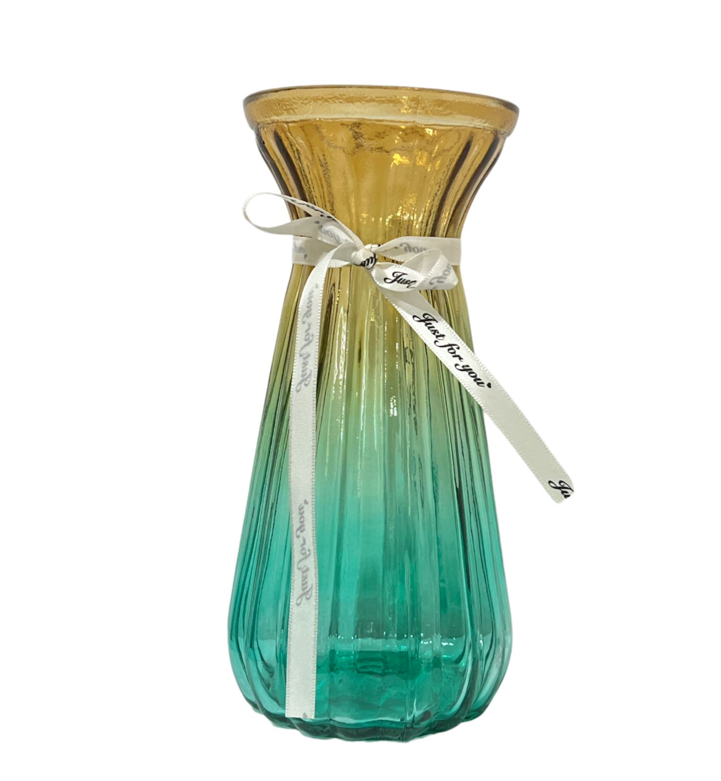 FLORERO JARRON DECORATIVO VIDRIO COLORES LINEAS 22CM - 1