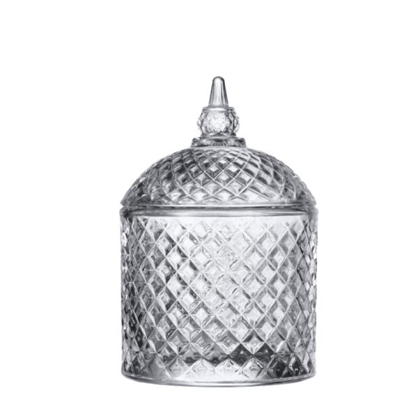BOMBONERA AZUCARERO CARAMELERA DECORATIVA DE VIDRIO CRISTAL - 1