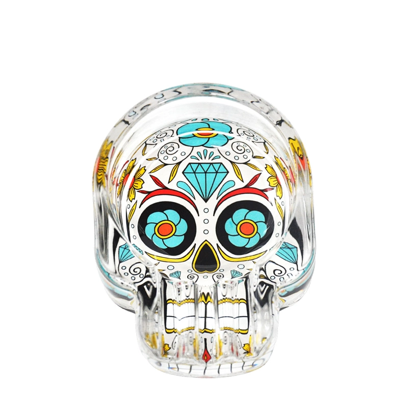 CENICERO DE CALAVERA CATRINA DE VIDRIO MODELO SURTIDO - 1