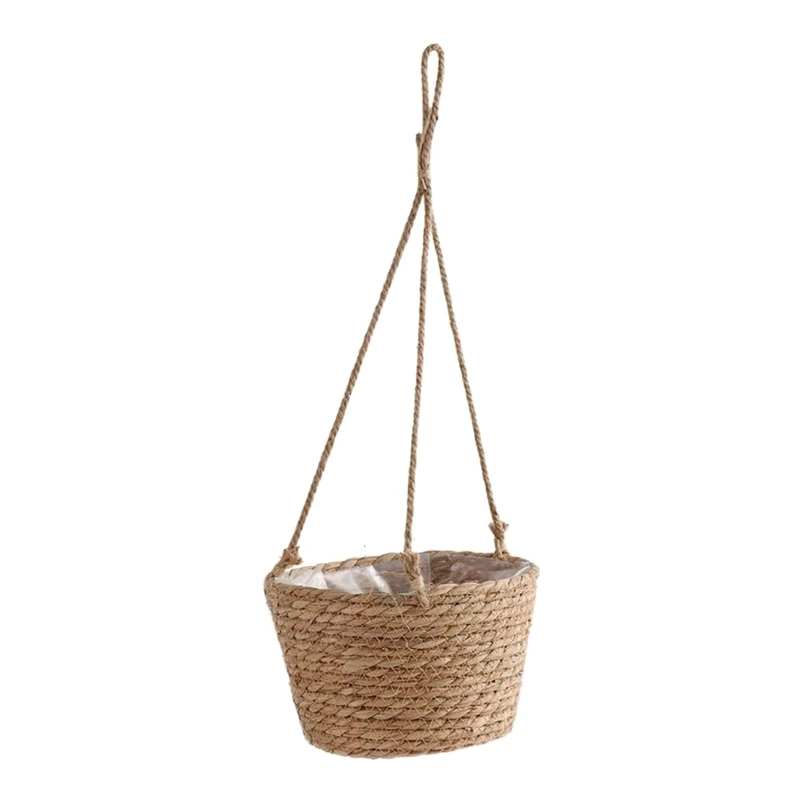 MACETA COLGANTE MACETERO COLGANTE DE MIMBRE TEJIDO CESTA - 1