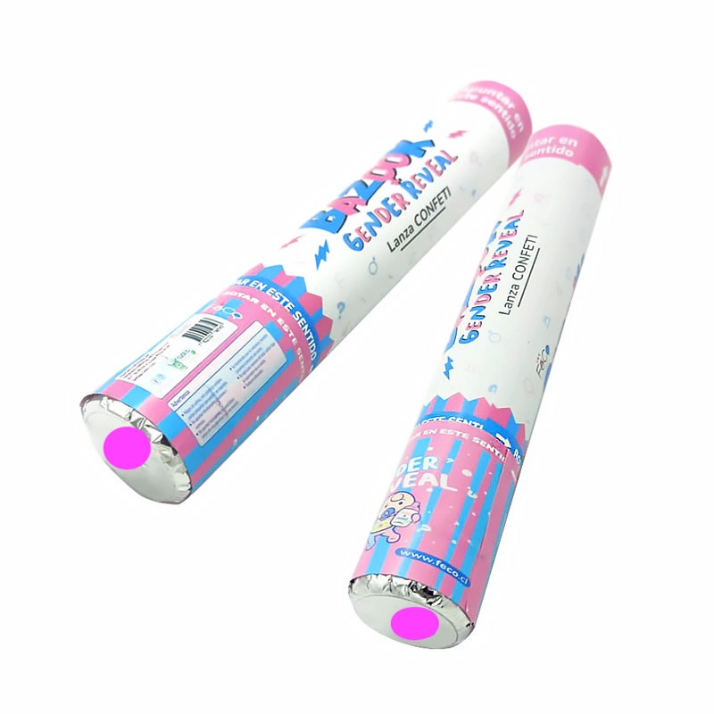 PACK X2 LANZA CONFETI OEM POLVO GENDER REVEAL NIÑA ROSA - 1