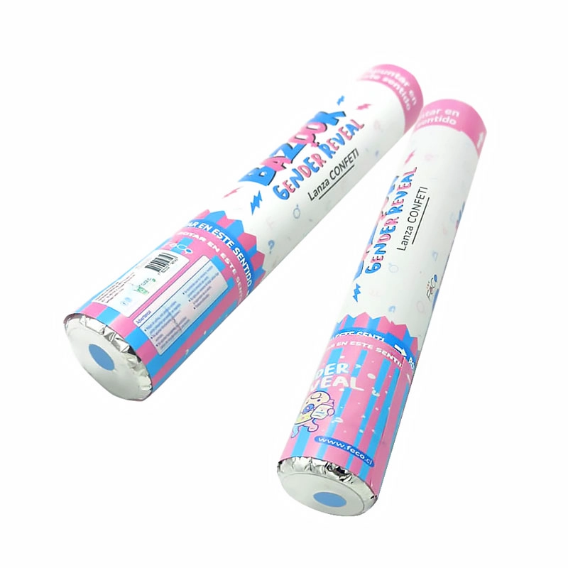 PACK X2 LANZA CONFETI OEM POLVO GENDER REVEAL NIÑO AZUL - 1