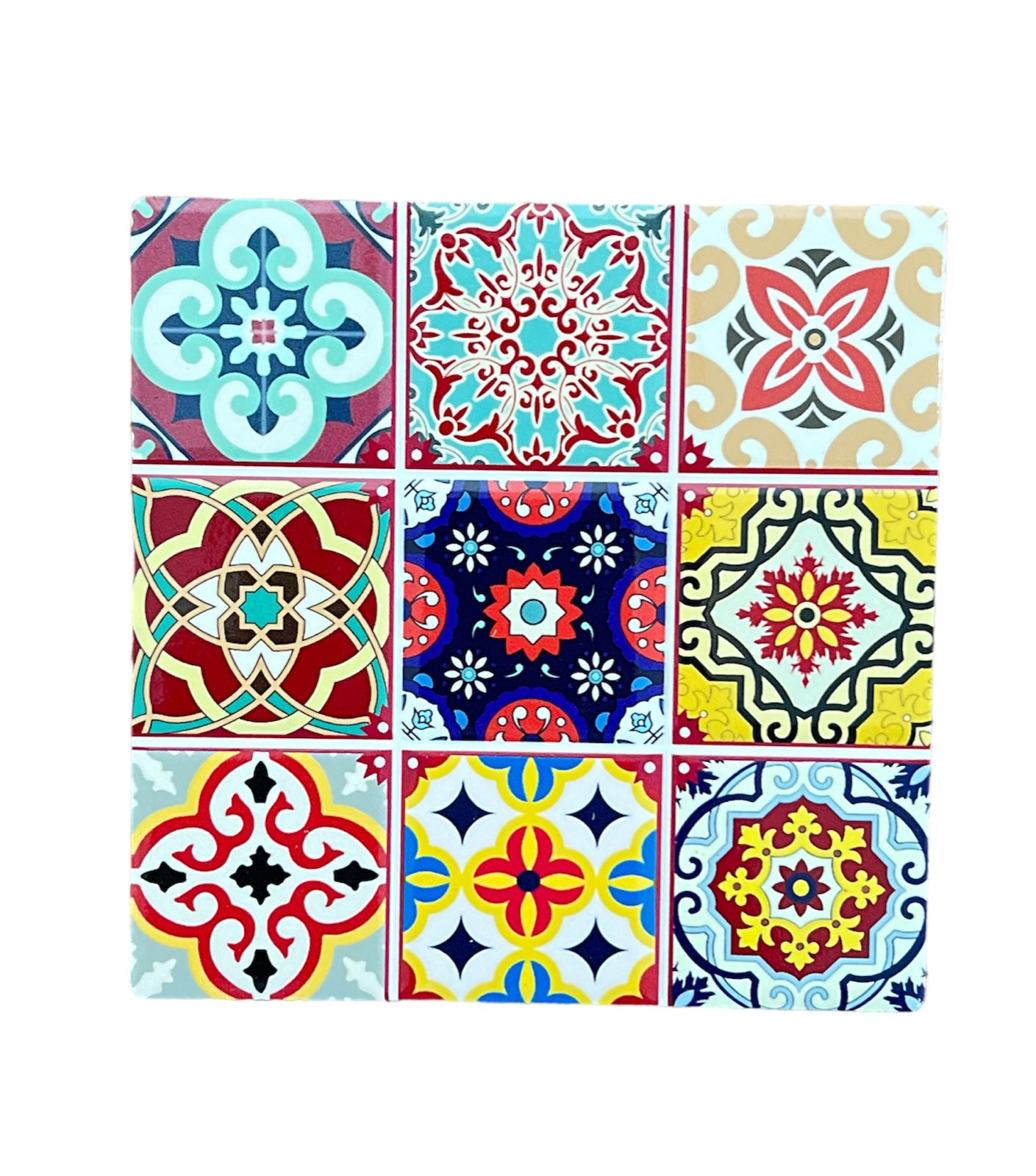 SET 4 POSAVASOS COLORIDO CERAMICA Y CORCHO 4 PIEZAS CUADRADO M5 - 2