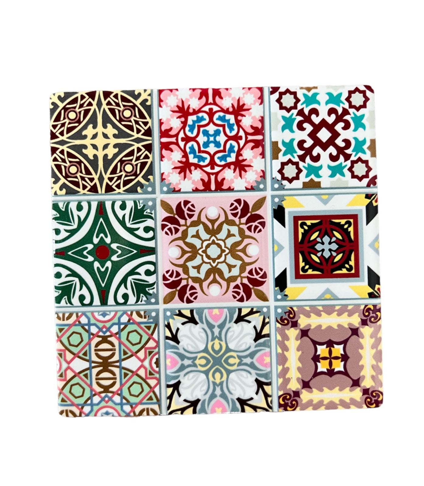 SET 4 POSAVASOS COLORIDO CERAMICA Y CORCHO 4 PIEZAS CUADRADO M1 - 2