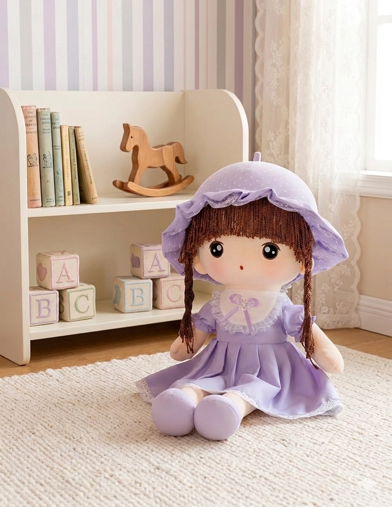 MUÑECA DE TRAPO DE PELUCHE CON LAZO TIERNA SUAVE 45CM R - 2