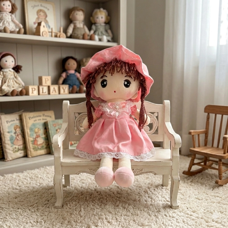 MUÑECA DE TRAPO DE PELUCHE CON LAZO TIERNA SUAVE 45CM L - 3