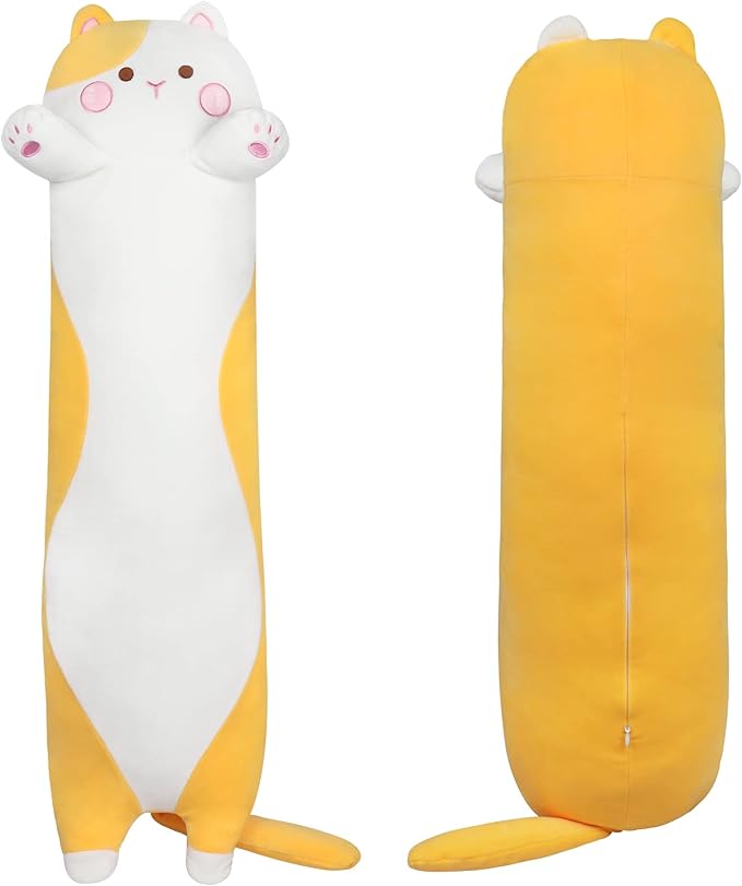 PELUCHE ALMOHADA ALARGADO DE GATO KAWAII GATO ABRAZABLE - 1