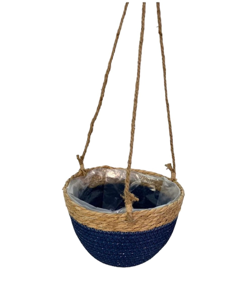 MACETA COLGANTE MACETERO COLGANTE DE MIMBRE TEJIDO CESTA - 1