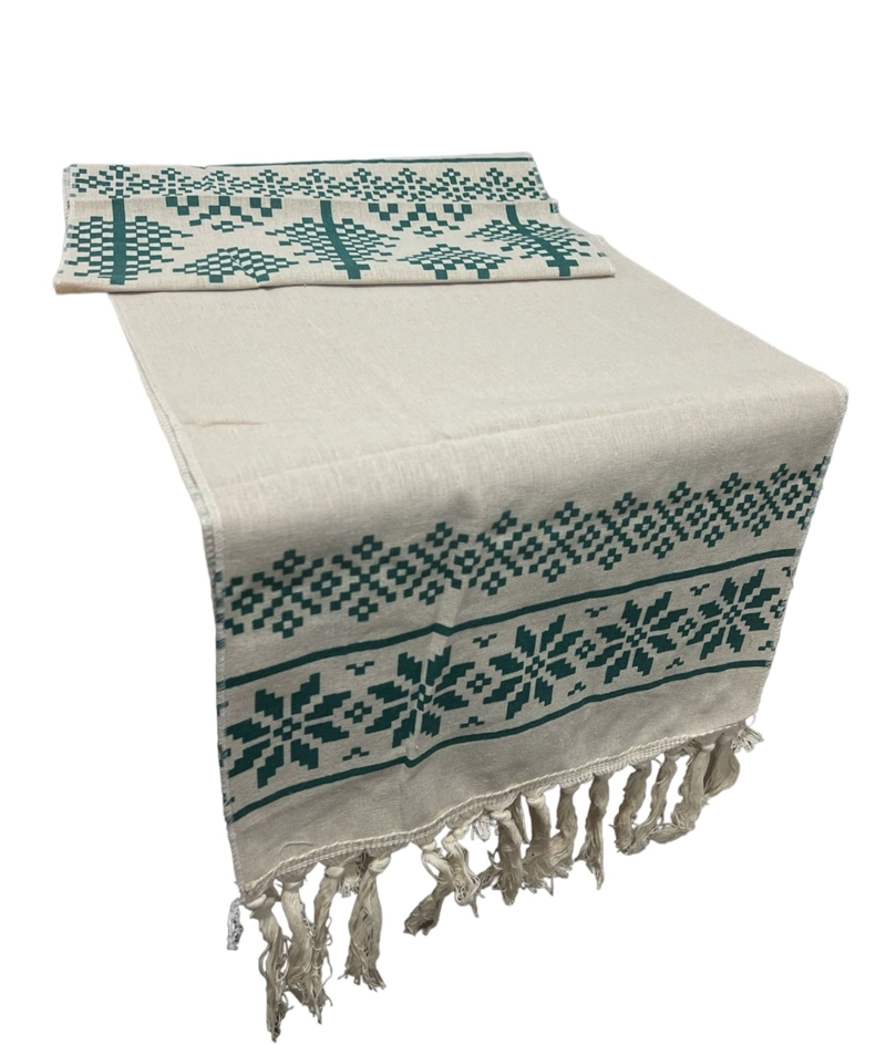 MANTEL CAMINO DE MESA RECTANGULAR LINO CUADROS 180X37CM - 1