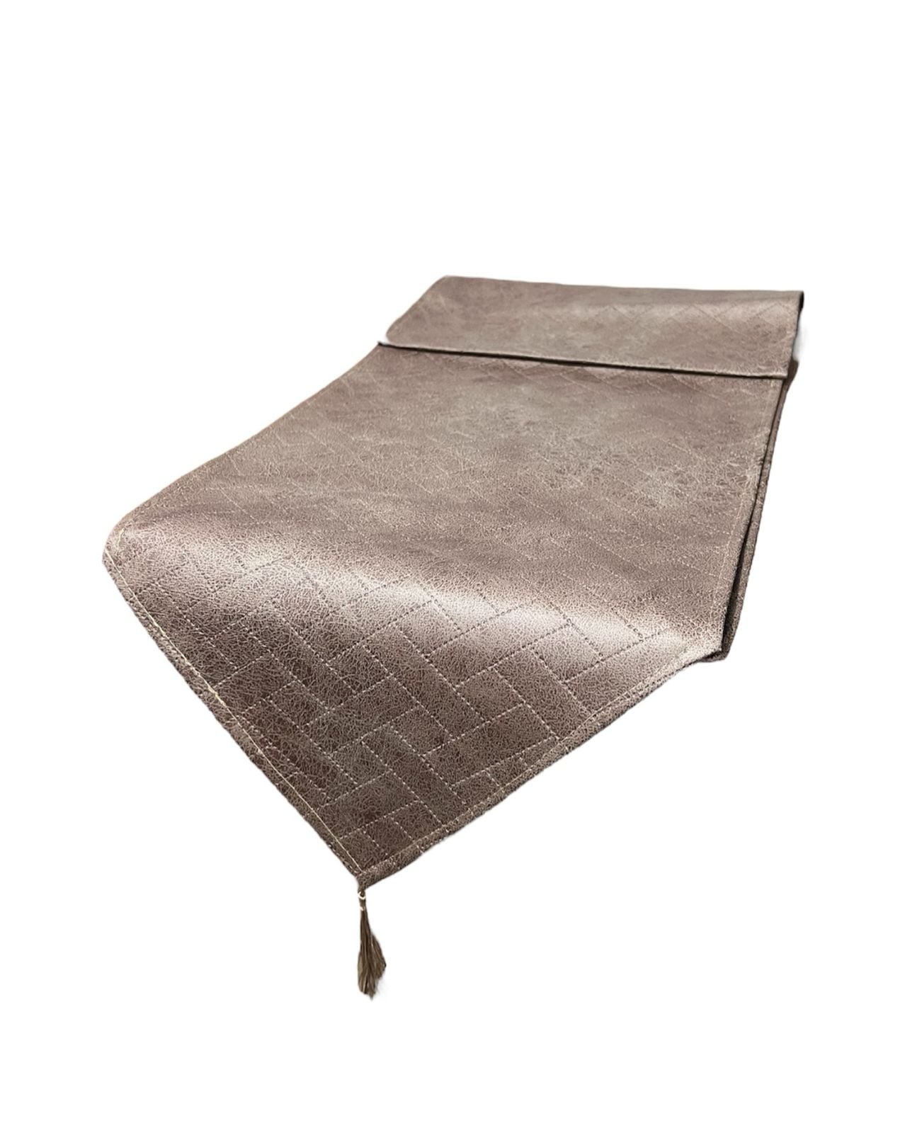MANTEL CAMINO DE MESA CON POMPON CUERO SINTETICO 180X35CM - 1